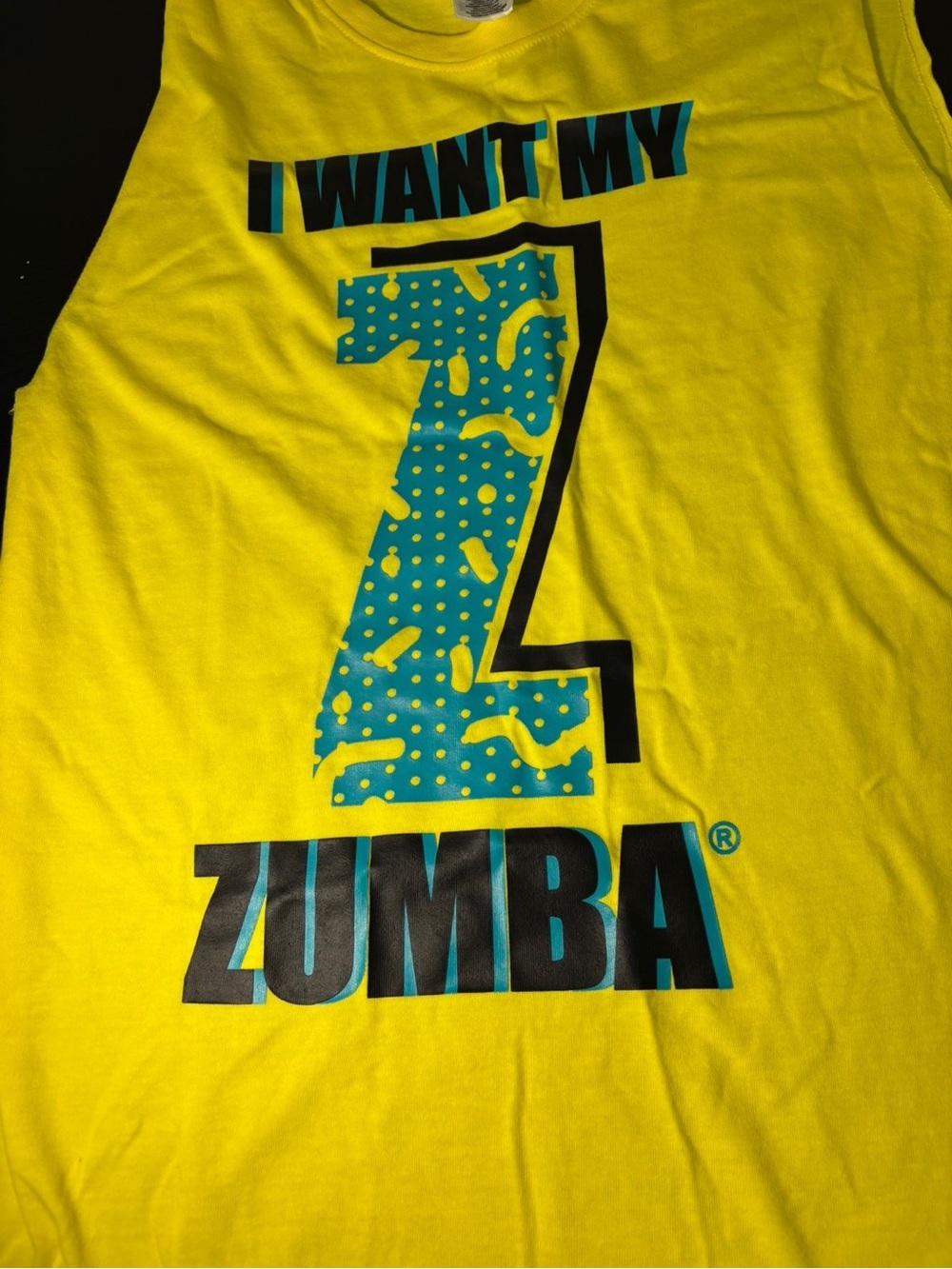 Zumba 'I Want My Z' Yellow Tank Top - Size XS Women’s / Men’s S